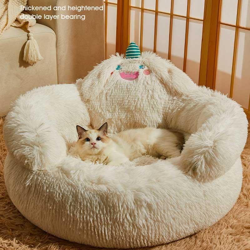 Green Monster Cat Sofa Fluffy Cat Bed Couch