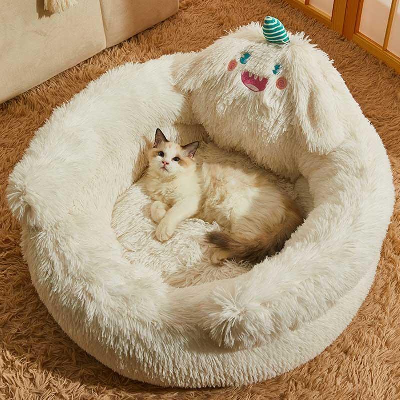 Green Monster Cat Sofa Fluffy Cat Bed Couch